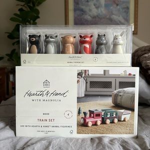 Hearth and Hand with Magnolia - Toy Woodland Animal Figurine Set & Train Set